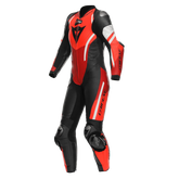 MISANO 3 PERFORATED 1PC LEATHER SUIT WMN BLACK/RED/FLUO-RED