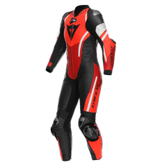 MISANO 3 PERFORATED 1PC LEATHER SUIT WMN BLACK/RED/FLUO-RED