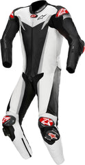 GP Tech v3 One Piece Perforated Motorcycle Leather Suit Black / White / Chrome