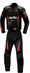Aprilia Black And Red Motorcycle Racing Leather Suit