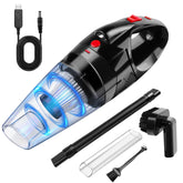 Eliteridegear cordless handheld vacuum cleaner with HEPA filter, LED light, strong suction, portable for home and car cleaning.