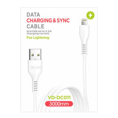 Phone Base USB A to Lightning fast charging data cable, shown with durable braided design and USB connector ends.