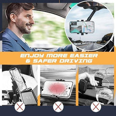 360° Rotatable Rearview Mirror Phone Holder – Universal Car Phone Mount