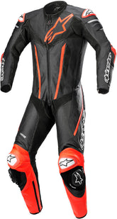Fusion One Piece Motorcycle Leather Suit Black / Red