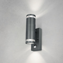 4lite Marinus GU10 Bi-Directional Outdoor Wall Light with PIR - Anthracite