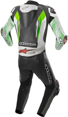 Racing Absolute One Piece Perforated Motorcycle Leather Suit Black / White / Green