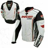 DAJ 0221 Ducati Corse White Motorbike Leather Jacket