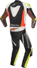 GP Tech v3 One Piece Perforated Motorcycle Leather Suit Black / Red Fluorescent