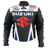 Suzuki Black Blue Racing Jacket with Safety Pads
