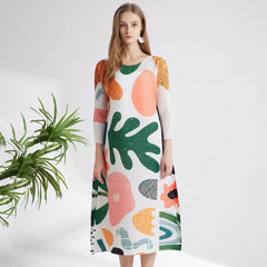Women’s Printed Pleated Dress – Comfortable & Stylish Fashion Wear