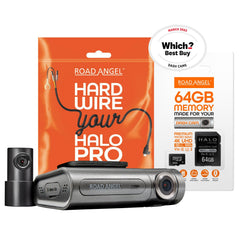Road Angel Halo Pro Deluxe 2K Dual Front & Rear Dash Cam with 64GB SD & Hardwire Kit