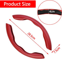 Car Steering Wheel Cover,2Pcs Universal Carbon Fiber Anti-Skid Segmented Steering Wheel Cover Protector for Auto/Truck/Suv/Van Steering Wheels Accessories(Red)