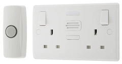 British General Nexus Double Switched 13A Power Socket with Door Chime - White