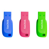 SanDisk 16GB Cruzer Blade USB 2.0 Flash Drive 3 Pack - Blue, Green & Pink
