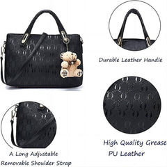 Women's 4Pcs Leather Handbag Set – Tote, Shoulder Bag, Purse & Wallet