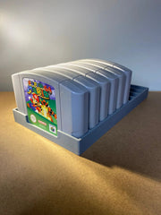 Game Display N64 Game Storage holder for 12 Nintendo 64 cartridges, organized display for classic game collection display.
