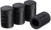 Tire Valve Stem Caps, Black, 4 Pcs/Pack, Anodized Aluminium Tire Valve Cap Set, Corrosion Resistant, Universal Stem Covers for Cars Trucks Motorcycles Suvs and Bikes (Black)