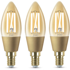 4lite WiZ Connected C35 Candle Filament Amber WiFi LED Smart Bulb - E14 Small Screw
