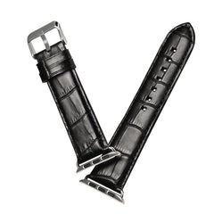 Denior Crocodile Grain Watch Cowhide Leather Watch Band for Apple Watch Ultra 49mm&Watch Ultra 2 49mm / Series 10 46mm / 9&8&7 45mm / SE 3&SE 2&6&SE&5&4 44mm / 3&2&1 42mm