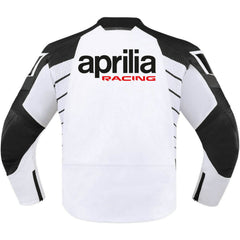 Aprilia Motorcycle Racing White And Black Leather Jacket
