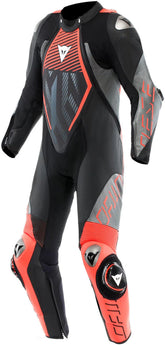 Audax D‑Zip Perforated Leather Motorcycle Suit – Black/Red