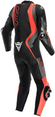 Audax D‑Zip Perforated Leather Motorcycle Suit – Black/Red