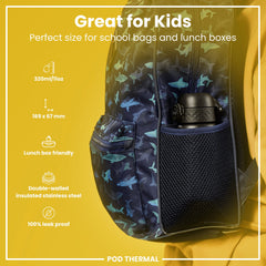 Leak Proof Thermal Steel Water Bottle, Insulated, Black, 320ml (11oz)