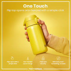 Leak Proof Thermal Water Bottle, Insulated Steel, Yellow, 320ml (11oz)