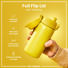 Leak Proof Thermal Water Bottle, Insulated Steel, Yellow, 320ml (11oz)