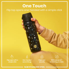 Leak Proof Slim Water Bottle, Stainless Steel, Celestial, 600ml (20oz)
