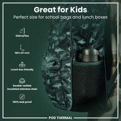 Leak Proof Thermal Steel Water Bottle, Insulated, Dark Green, 320ml (11oz)