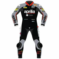 Black Gray Aprilia 91 Motorcycle Racing Leather Suit