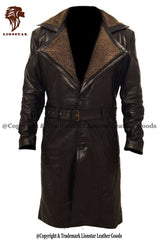 Men's Blade Runner Leather Trench Coat with Fur Lining | Premium Cowhide | Full Length | Cyberpunk
