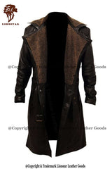 Men's Blade Runner Leather Trench Coat with Fur Lining | Premium Cowhide | Full Length | Cyberpunk