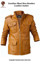 Men's Blast Bomber Leather Jacket | Premium Genuine Leather | Aviation Style