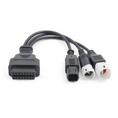 Motorcycle OBD II 3 Pin + 4 Pin + 6 Pin to 16 Pin Adapter Cable for Honda / Yamaha, For Honda / Yamaha (Black)