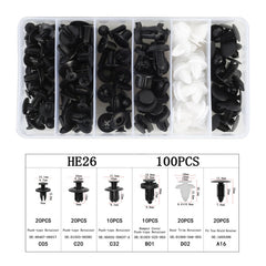 100 in 1 Universal Car Plastic Fasteners Rivet Clips Set, 100 PCS