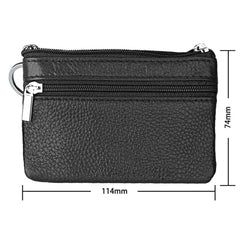 Cowhide Leather Zipper Solid Color Horizontal Card Holder Wallet RFID Blocking Coin Purse Card Bag Protect Case, Size: 11.4*7.4cm