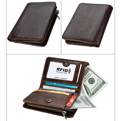 8231 Antimagnetic RFID Men Fashion Crazy Horse Textyure Genuine Leather Wallet Card Bag