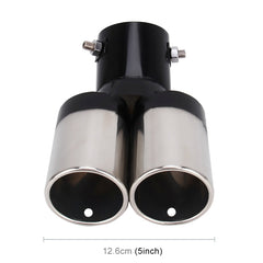Universal Car Styling Stainless Steel Curved Double Outlets Exhaust Tail Muffler Tip Pipe, Curved Double