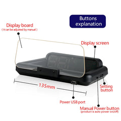With Adjustable Reflection Board, Speed & RPM & Water Temperature & Oil Consumption & Driving Distance / Time & Voltage Display, Over Speed Alarm, Connect OBD2 Interface, C500(Green), C500(Blue), C500(White)