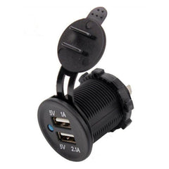 Car Motorcycle ABS Dual Port Charger, 2.1V 2 USB