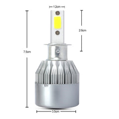 2 PCS H3 18W 1800 LM 6000K IP68 Canbus Constant Current Car LED Headlight with 2 COB Lamps, DC 9-36V, H3