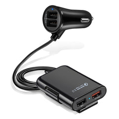 HMQ-C801 1.8m 8A Max 4 Ports USB Car Charger with Extending USB HUB for Front & Back Seat Charging, HMQ-C801