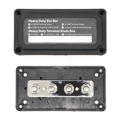 Max DC 48V 300A Heavy-Duty Module Design Bus Bar 4 M8 Terminal Studs Box Busbar for Car / RV / Boat, 300A