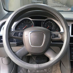 Universal Car Genuine Leather Pinhole Steering Wheel Cover, Diameter: 38cm