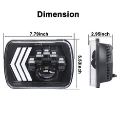 2 PCS 5X7 inch Car Modified Red Background LED Square Headlamp for Jeep Wrangler, For Jeep Wrangler(5X7 inch)