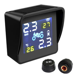 Universal Motorcycle Wireless High Precision Solar Energy TPMS Tire Pressure Alarm System External Tire Monitor, Motorcycle External Tire Monitor