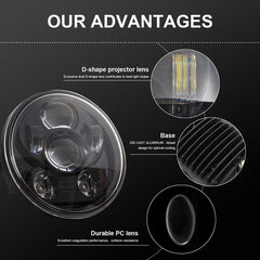 EagleVision DC9-30V 35W 6000K 4000LM 5.75 inch Round Motorcycle 6LEDs Headlight for Harley-Davidson, 5.75 inch 6LEDs