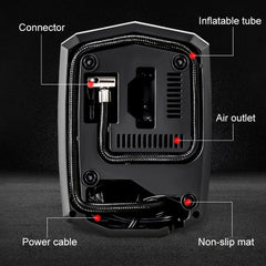 Car 12V Portable Inflatable Cylinder Pedal Pointer Air Pump with Light & Tool Box, Pointer with Tool Box